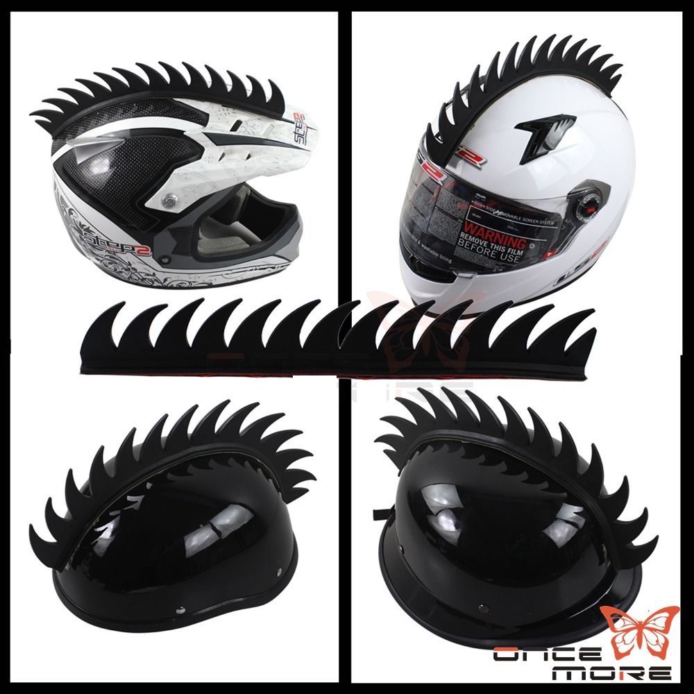 Motorcycle Helmet Mohawk Spike Strip Rubber Black